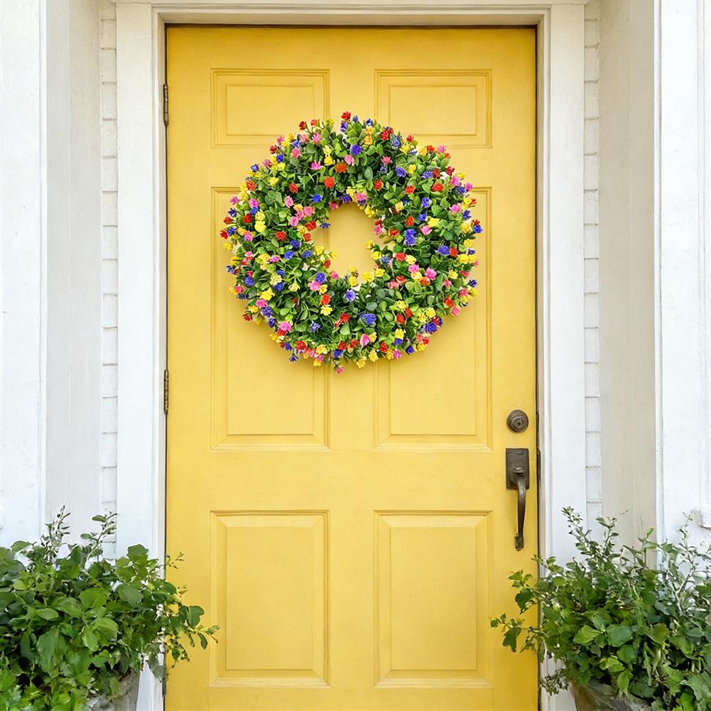 43CM Spring Wreath Artificial Eucalyptus Flower Garland Door Wall Hanging Home Decor Festival Holiday Wedding Party Decoration