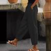 Eleganti Pantaloni da Donna a Vita Alta con Coulisse in Vita, Versatili per Tutte le Stagioni, Dettagli Tasche, Vestibilità Regolare, Pantaloni Casual | Pantaloni in Poliestere