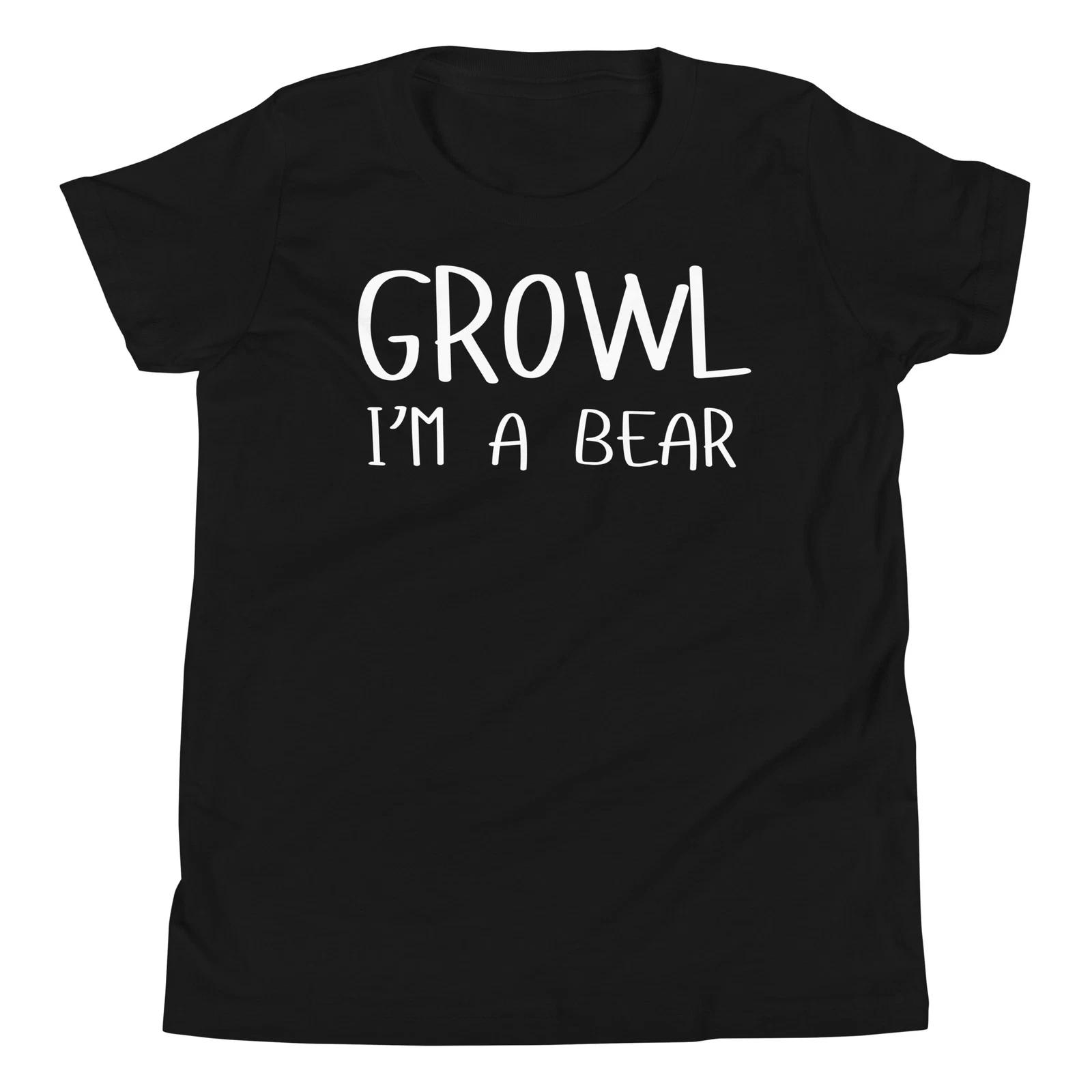 

Growl I m A Bear Funny Lazy Halloween Human Costume Youth Short Sleeve T-Shirt 100