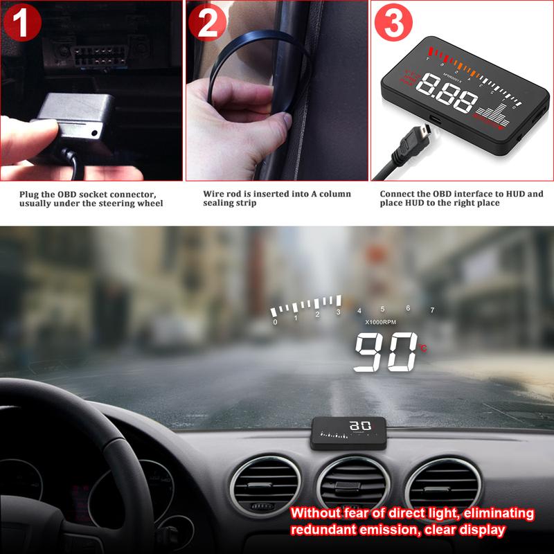 Автомобильный проекционный дисплей OBD2 X5 HUD Спидометр Температура воды Цифровой бортовой компьютер Проектор на лобовое стекло Автоаксессуары