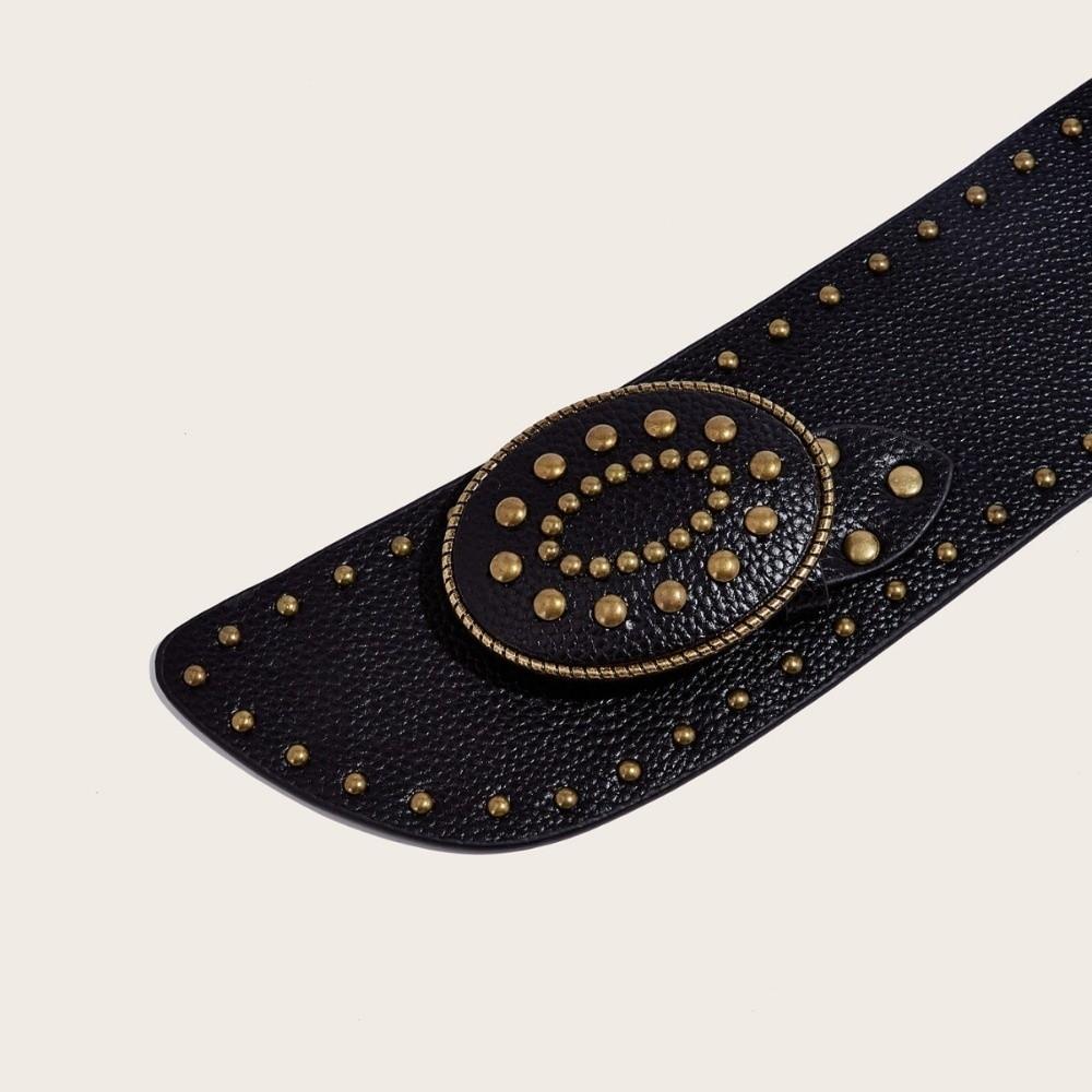 Y2k Women's Waist Belt Gothic Dress Jeans Belt Fashionable Rivet Leather Belt  Streetwear