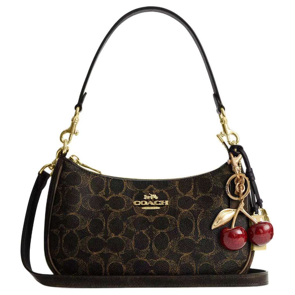 Coach Teri Classic Letter Pattern Coated Canvas Shoulder Bag Women Shoulder Bag Brown CDY18-IMBRN