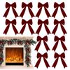 Christmas Bows 12pcs Xams Tree Decoration Velvet Bow With Spiral Ribbon Wreath Garland Decorative Bows Festival Party Decor