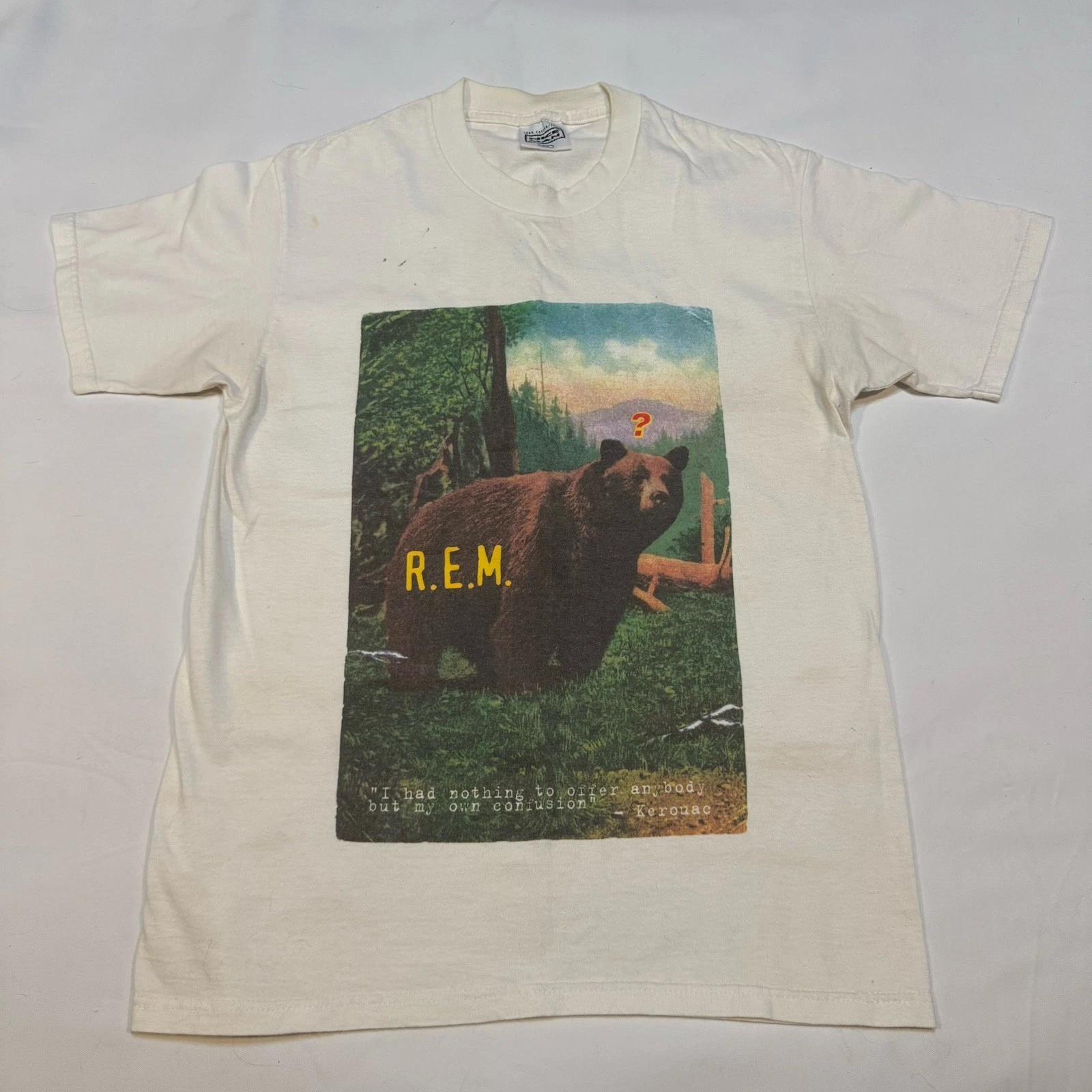 

Vintage 1995 *distressed* R.E.M. Bear Nature Monster Tour White Tee Band T-Shirt M