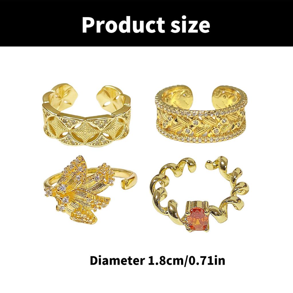 Elegant Wheat Designs Open Rings Adjustable Portable for Women Adjustable Size Sturdy Alloy Materials Gold Finish