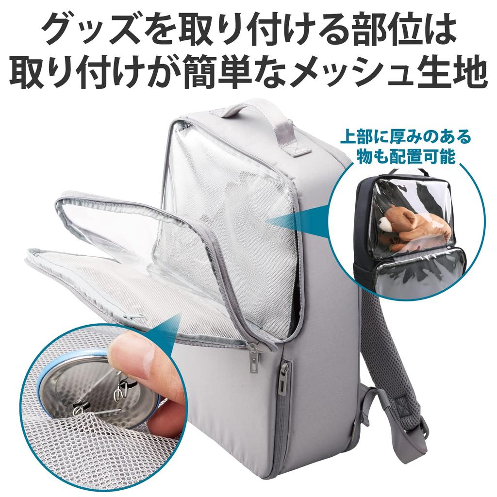 Elecom Backpack, Work Mode/Oshigoto Mode, Ita Bag, with Movable Transparent Window, Fits Laptops Up To 15.6 Inch, Gray, BM-OGBP01GY