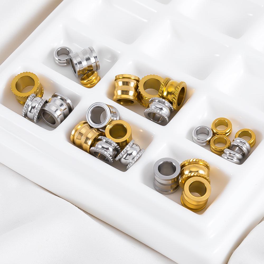 20pcs Multi Shape Stainless Steel Spacer Loose Bead Big Hole Beads Bamboo Charm Pendant for Bracelet Necklace DIY Jewelry Making
