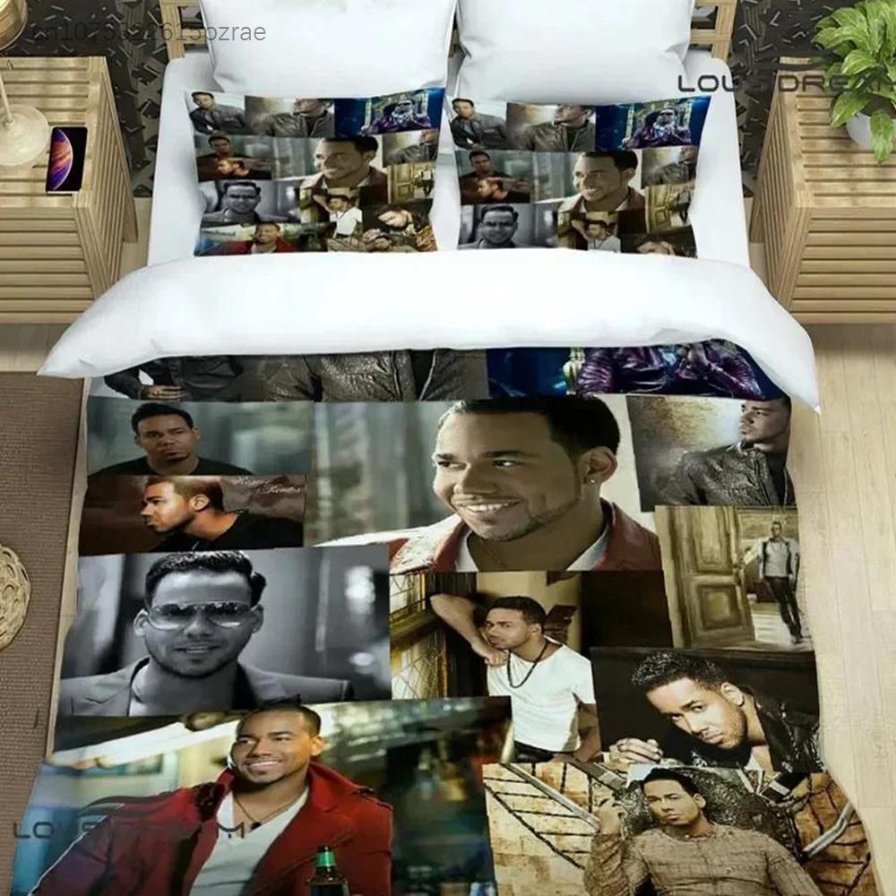 Lateinischer Sänger Romeo Santos Bettwäsche-Set Bedrucktes Bettwäsche-Set Mit Kissenbezug Bettdeckenbezug Weich Queen King Size Bettwäsche Heim-Geschenk