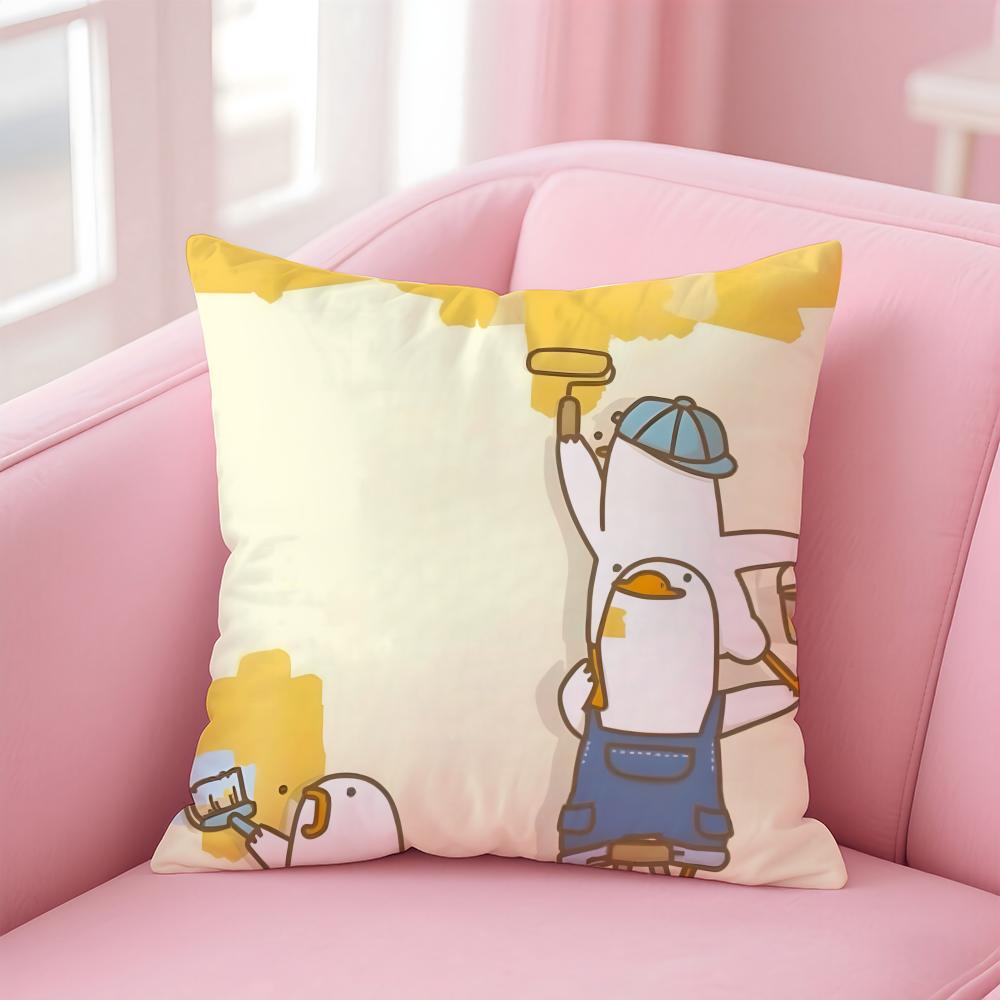 Cute Cartoon Funny Duckes Cushion Cover Pillow Case Soft Skin Friendly Fabric Concealed Zipper