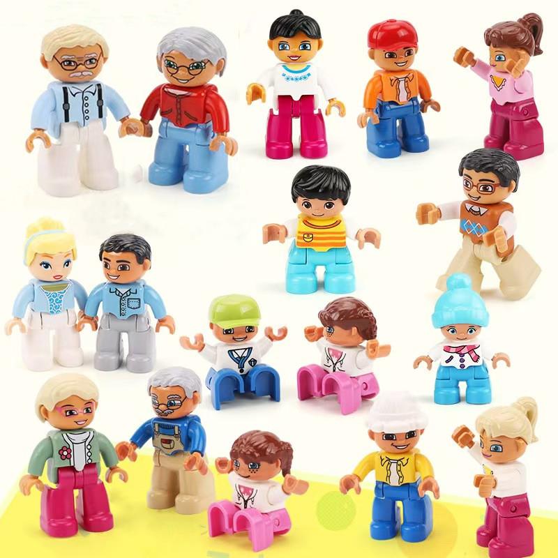 Big Building Blocks Boy Girls Family Policemen Figures Doll Compatible Duplos Children Kids Self Locking Bricks Assemble Toys