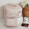 Portable Corduroy Aesthetic Cosmetic Organizer Large Capacity Zipper Floral Makeup Pouch Toiletry Bag Makeup Brush