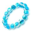 [Sea Drop] Glow-in-the-dark Firefly Glass 14mm Bead Bracelet Emerald Ocean Luminous Blue Lampwork Bead [273bt-14-17]