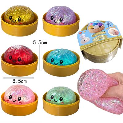 Colorful 6 Styles Glitter Dumpling Glitter Dumpling Squishy With Box Dumplings Sensory Squeeze Toy For Stress Relief Toys