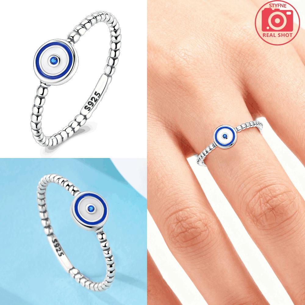 

Authentic Ring copper Blueeyed Ring Round Religious Delicate White Zircon Ring Anniversary Fine Gift Accessory 9