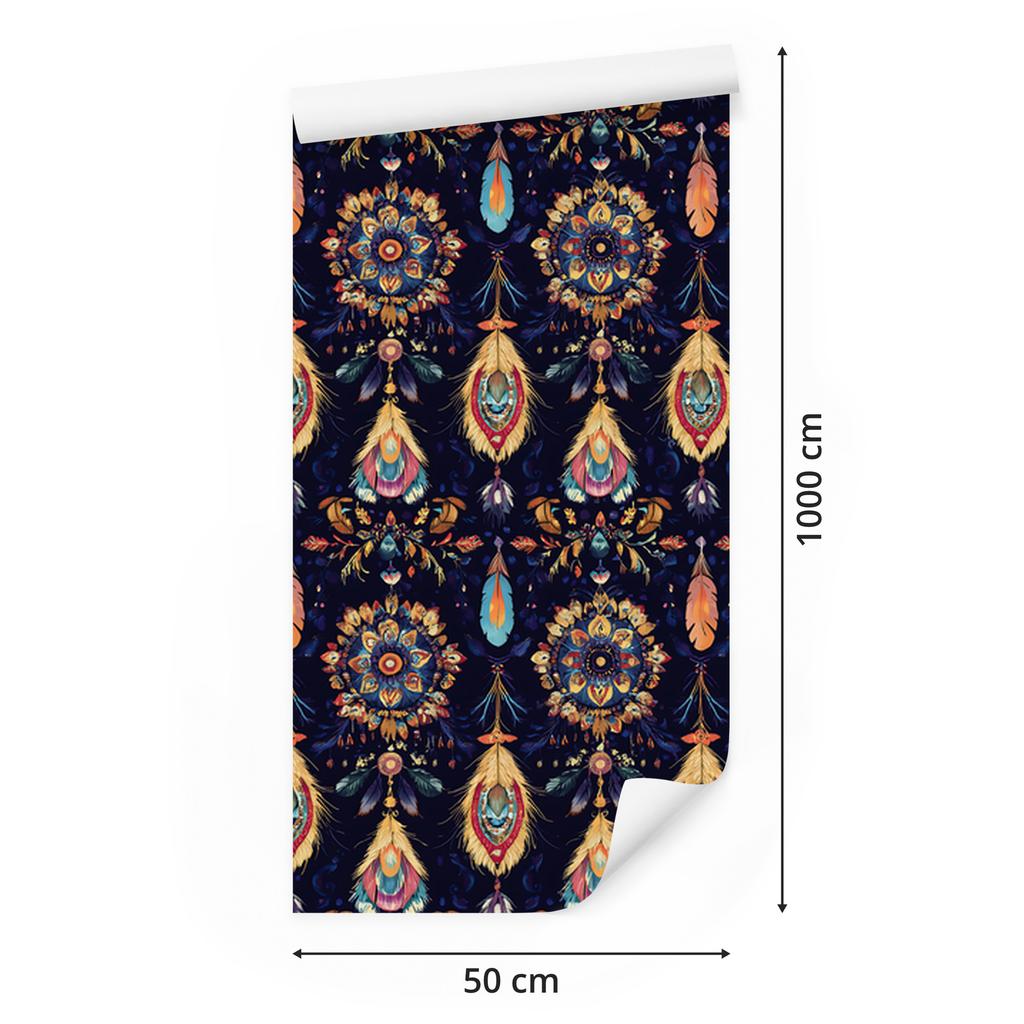 Boho Navy Blue and Indigo Wallpaper for Living Room and Bedroom 50x1000