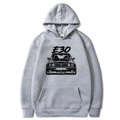 Autumn Winter E30 Car Hoodies Fleece Thick Warm Women Men Hip Hop Printed Crewneck Pockets Cartoon Streetwear Sweatshirts