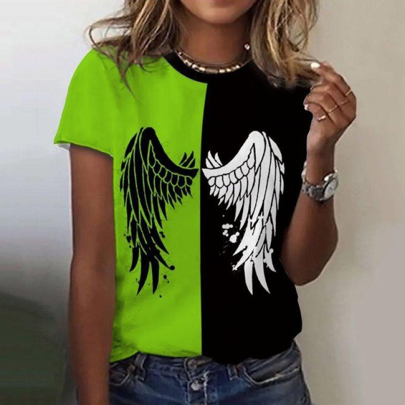 Fashion Wings 3D Print T-Shirts Women Summer O-Neck Short Sleeve T Shirt Harajuku Tops Y2k Casual Oversized Tees Female Clothing