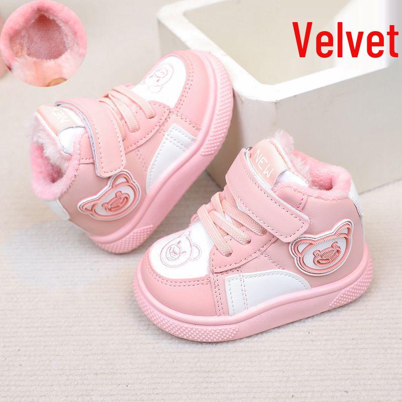 Waterproof Leather High-Top Toddler Shoes - Warm Velvet Lined for Boys & Girls