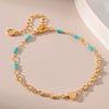 Minimalist Heart Turquoise Beaded 18k Gold Plated Womens Bracelet