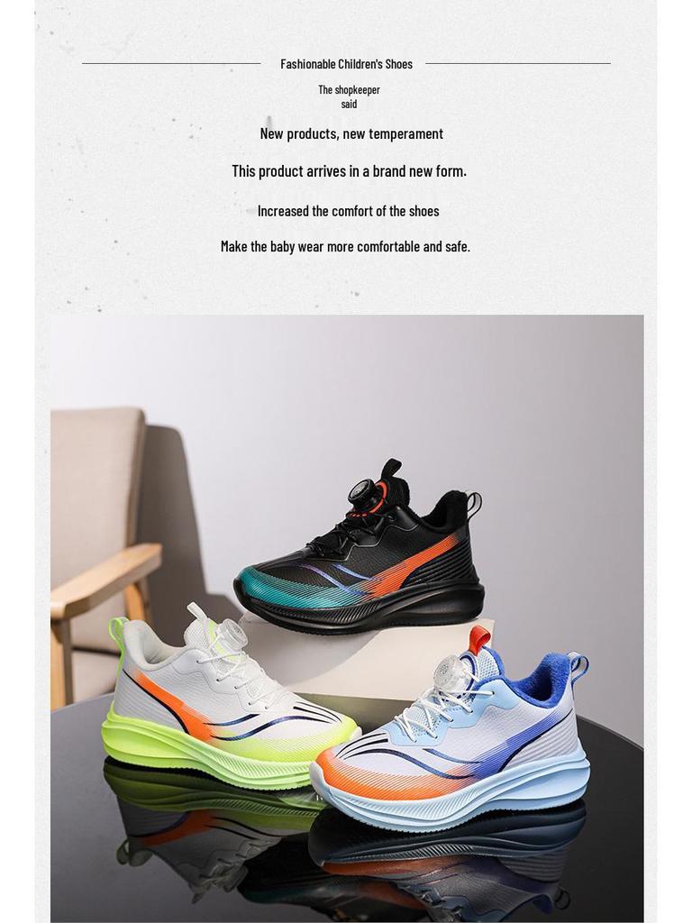 Boys' Winter 2025 Fleece-Lined Leather Running Shoes for Medium & Large Children, Warm Sports Cotton Shoes