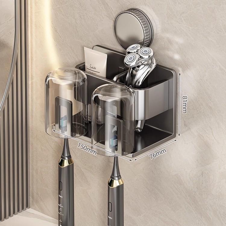 Suction cup toothbrush rack No punching toilet hair dryer bracket Wall-mounted brushing cup washing mouthwash cup holder