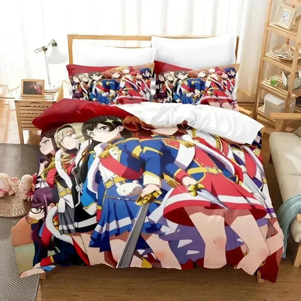Anime Shoujo Kageki Revue Starlight Bettwäsche-Set Bedrucktes Bettset mit Kissenbezug Bettbezug Weiche Queen King Size Bettwäsche Zuhause