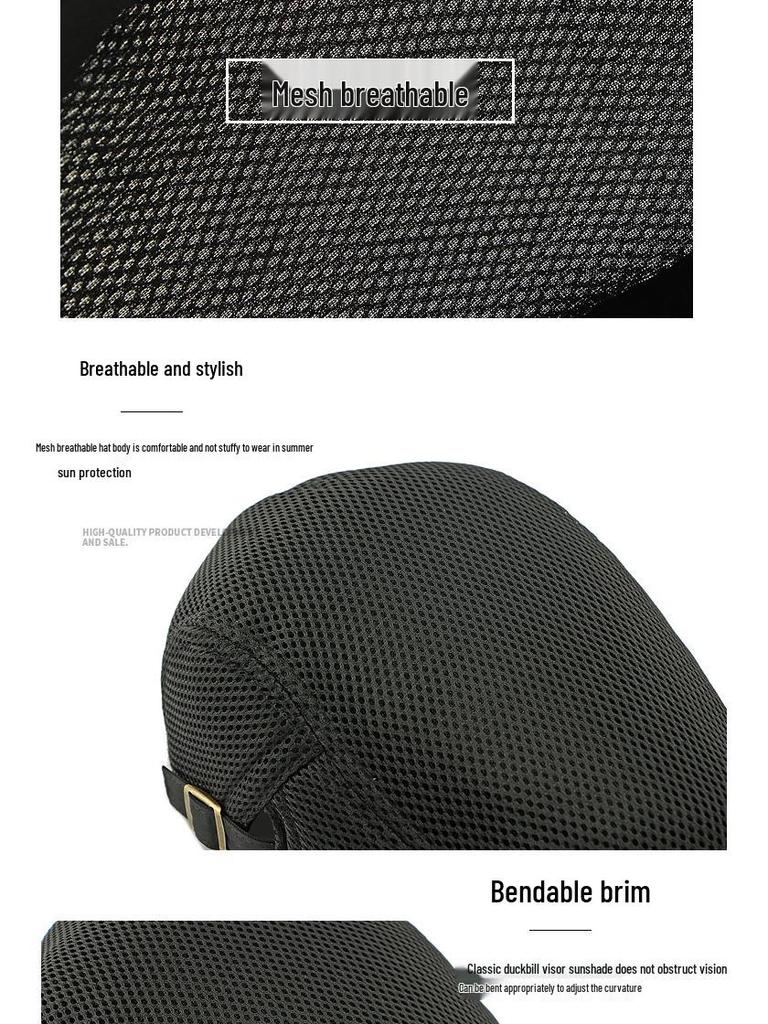 Boina de Malla Fina de Verano: Gorra de Visera de Pato Transpirable para Hombre y Mujer - Boina Retro de Estilo Coreano para el Sol