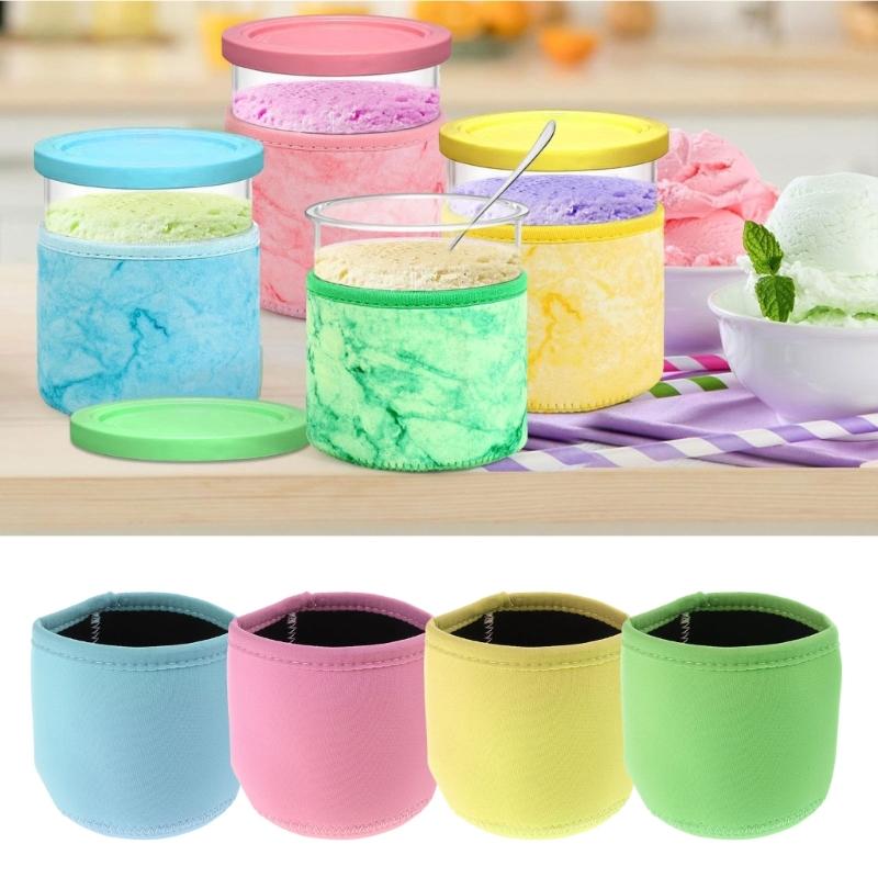 4pcs Colorful Cup Sleeves Insulated Cup Cover Ice Cream Jar Neoprene Sleeve Temperature Resistants Cup Cover Sleeves