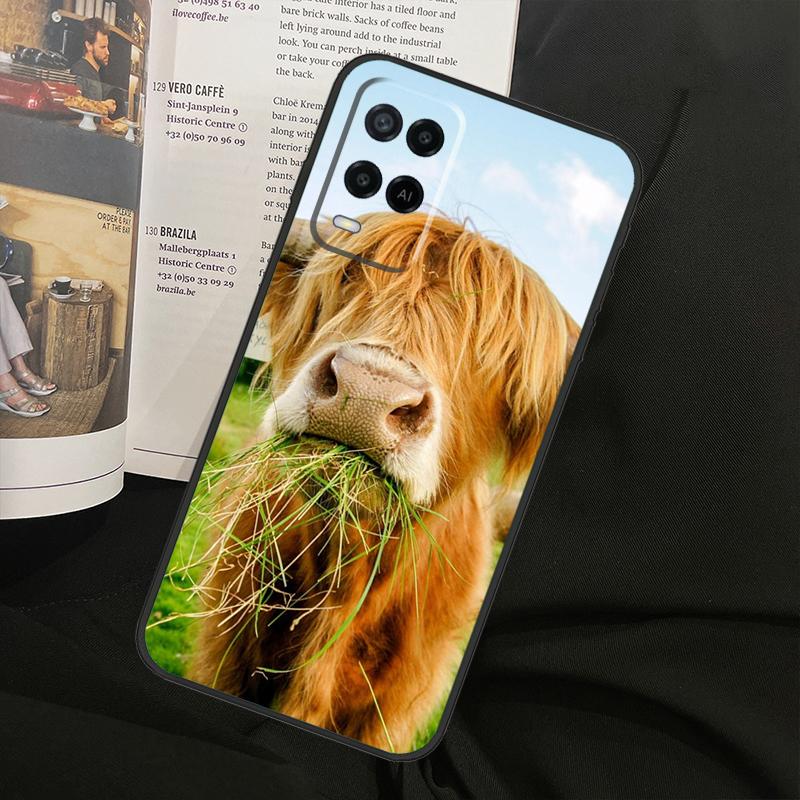 Cute Highland Cow For Oppo A74 A94 A54 A18 A38 A58 A78 A98 A40 A60 A80 A16 A76 A96 A15 A57S A17 A77 Phone Case