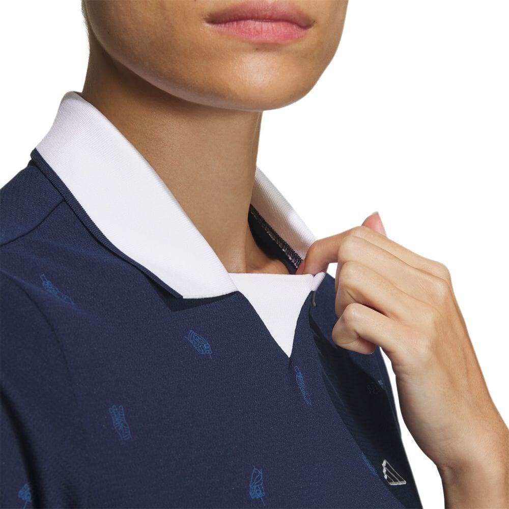 adidas Polo Shirts Women's Blue V Neck Moderate Straight Fit IN2803