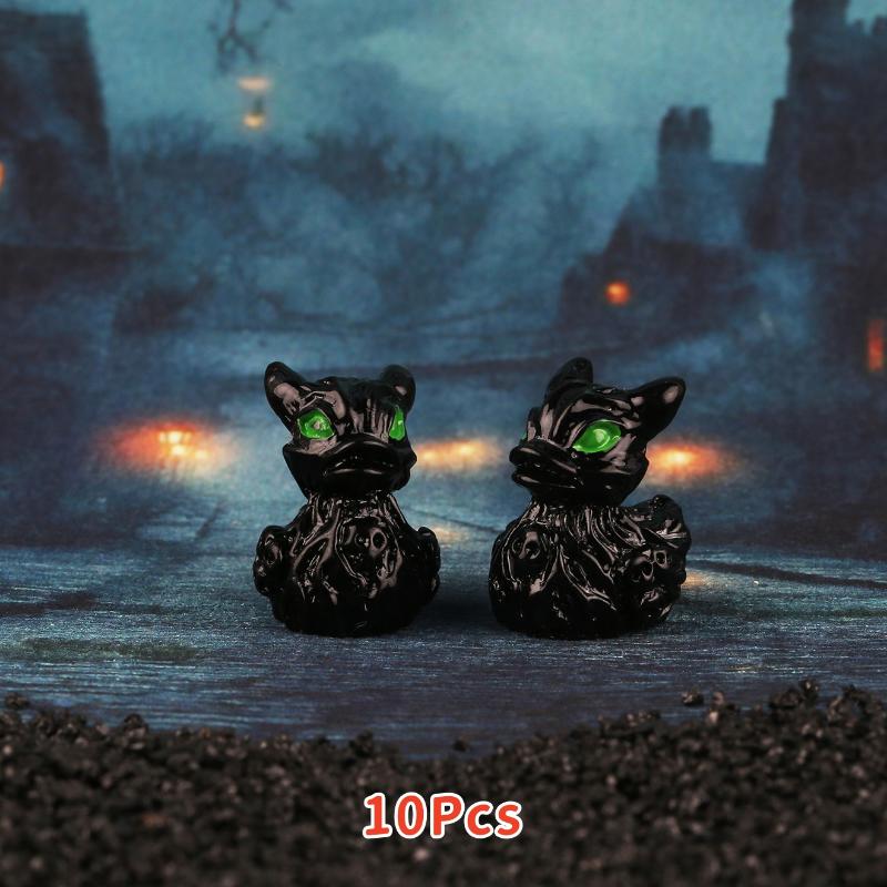 10Pcs Halloween Pumpkin Duck Micro Landscape Resin Ornament Devil Duck Halloween Carnival Party Gift Home Desktop Decoration