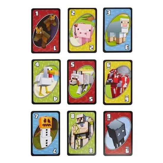 Mattel Game UNO Minecraft Party Goods Educational Card 112 Cards 2-10 Players Ages 7 Up Green FPD61