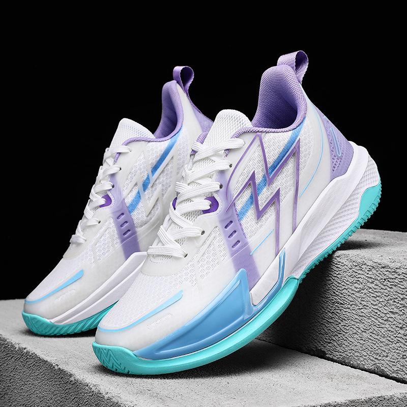 Chaussures de basketball respirantes et antidérapantes avec absorption des chocs et semelle souple pour hommes et femmes