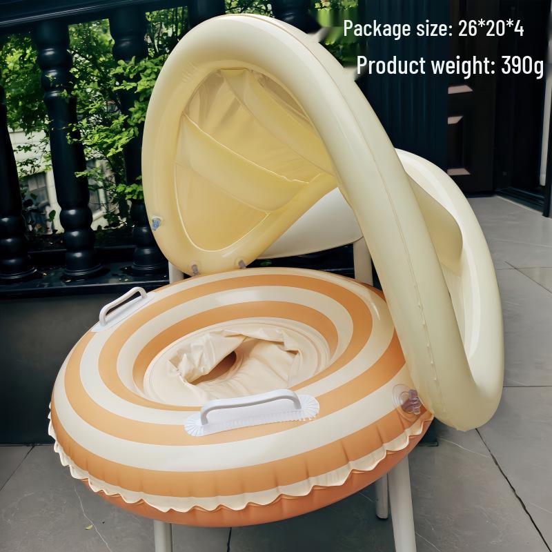 Large Toddler Boat-Themed Swimming Ring with Canopy & Steering Wheel