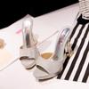 Fashion 2024Brand Fashion Shoes Women Summer Slipprers Pu Solid Outside Slides Shallow Thin Heels Sandals Girls Party Shoes
