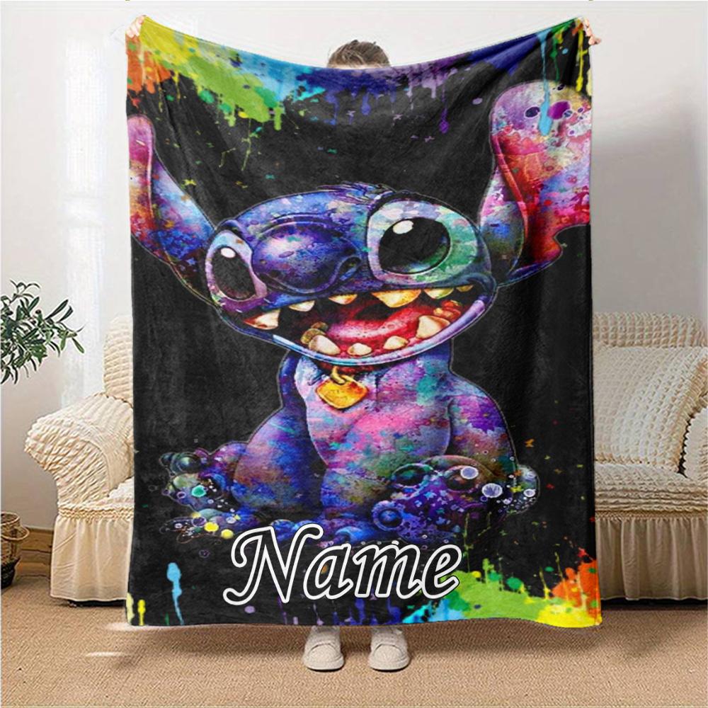 Custom Name Butterflies Stitch's Adventure blanket for Couch & Bed, Plush Cozy Fuzzy Blanket Super Soft & Warm Blankets for Fall and Winter. 0908329
