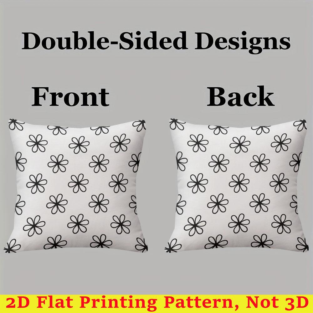 Doodle Daisy Square Jacquard Pillow Cover for Sofa Office Waist Cushion Cover Home Decorative Pillowcase