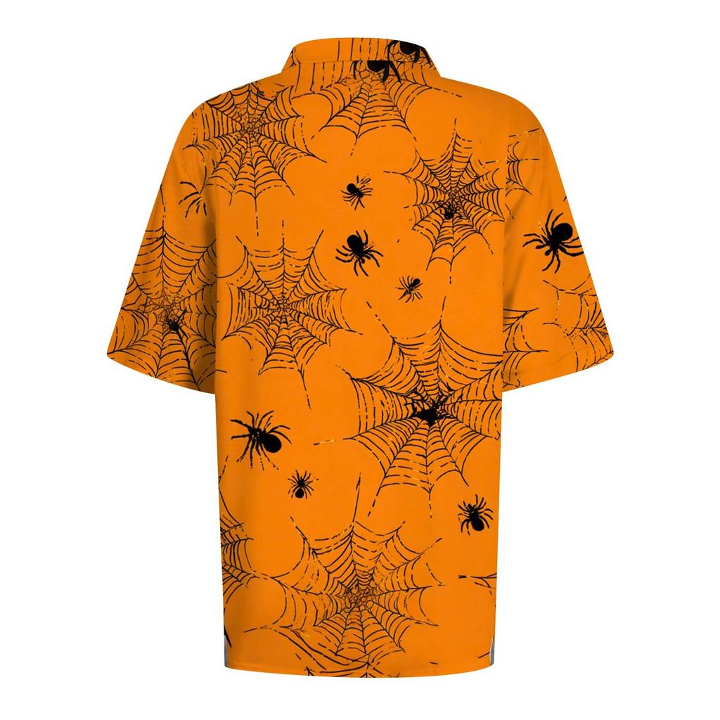 Women's Fashion Casual Lapel Short Sleeve Printed Shirt Women's Button Up Tops