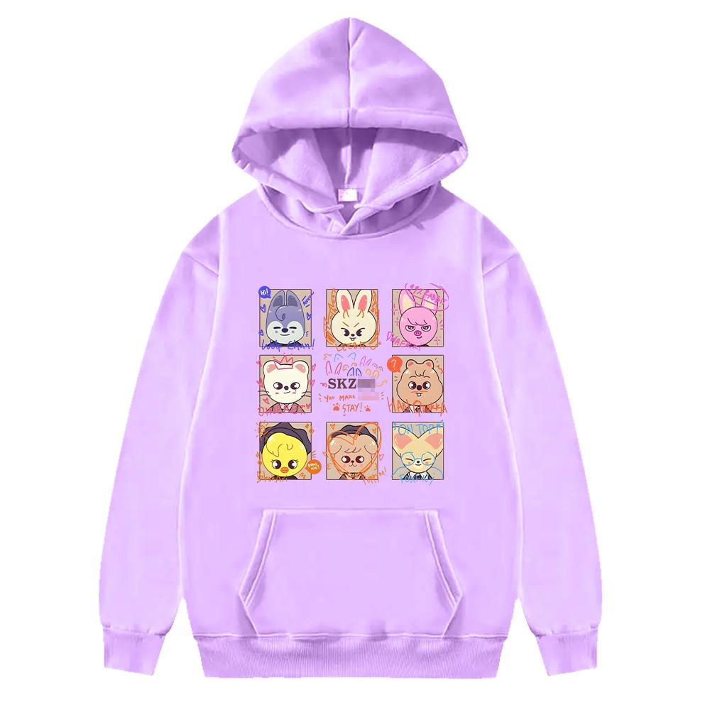 KPOP SKZ Hoodies NEW Album 5-Star Pullovers Women Men Autumn Winter Long Sleeve Sweatshirt Kawaii Cartoon Print Casual Y2K Hoody
