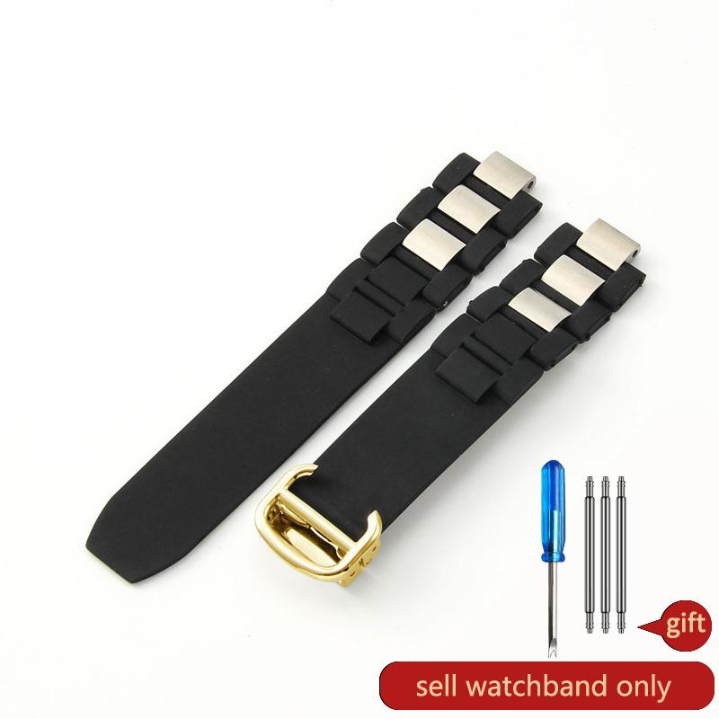Cinturino di Ricambio in Silicone Nero 20mm10mm in Gomma per Orologio Cartier 21 Chronoscaph W10198u2 W10125u2 W10197u2 W10184u2