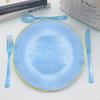 150 Pieces Blue Plastic Silverware Clear Blue Cutlery Heavy Duty 50 Forks 50 Knives 50 Spoons for Birthday Wedding Baby Shower