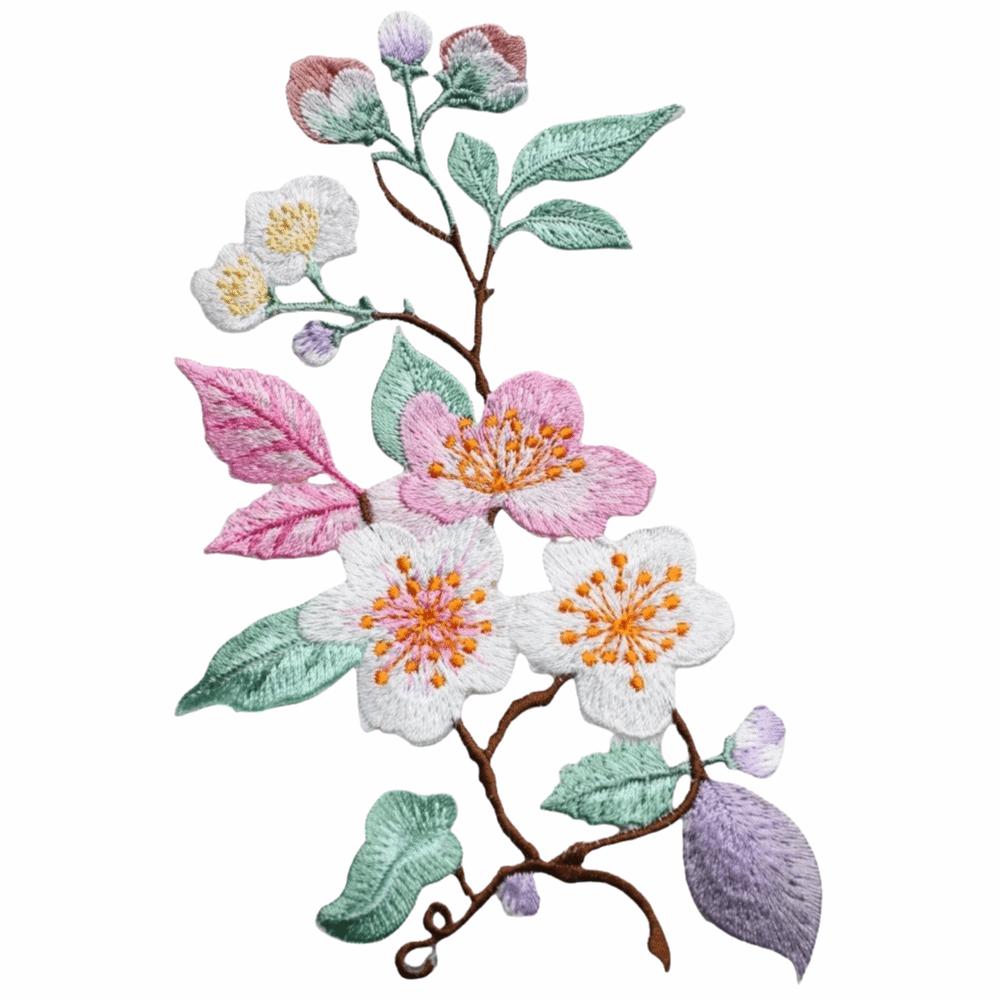 Iron On DIY Embroidered Stickers Flower Shape Clothes Sticker Elegant Flower Embroidery Patch  Bags