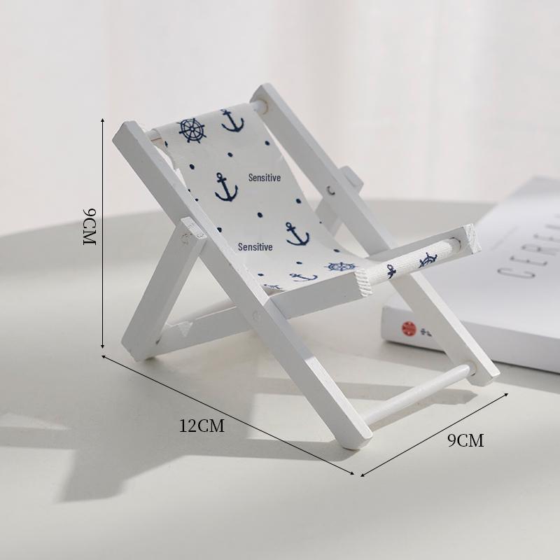 Mediterranean Wooden Mini Beach Chair Ornament - Children's Room Decor Accessory and Gift