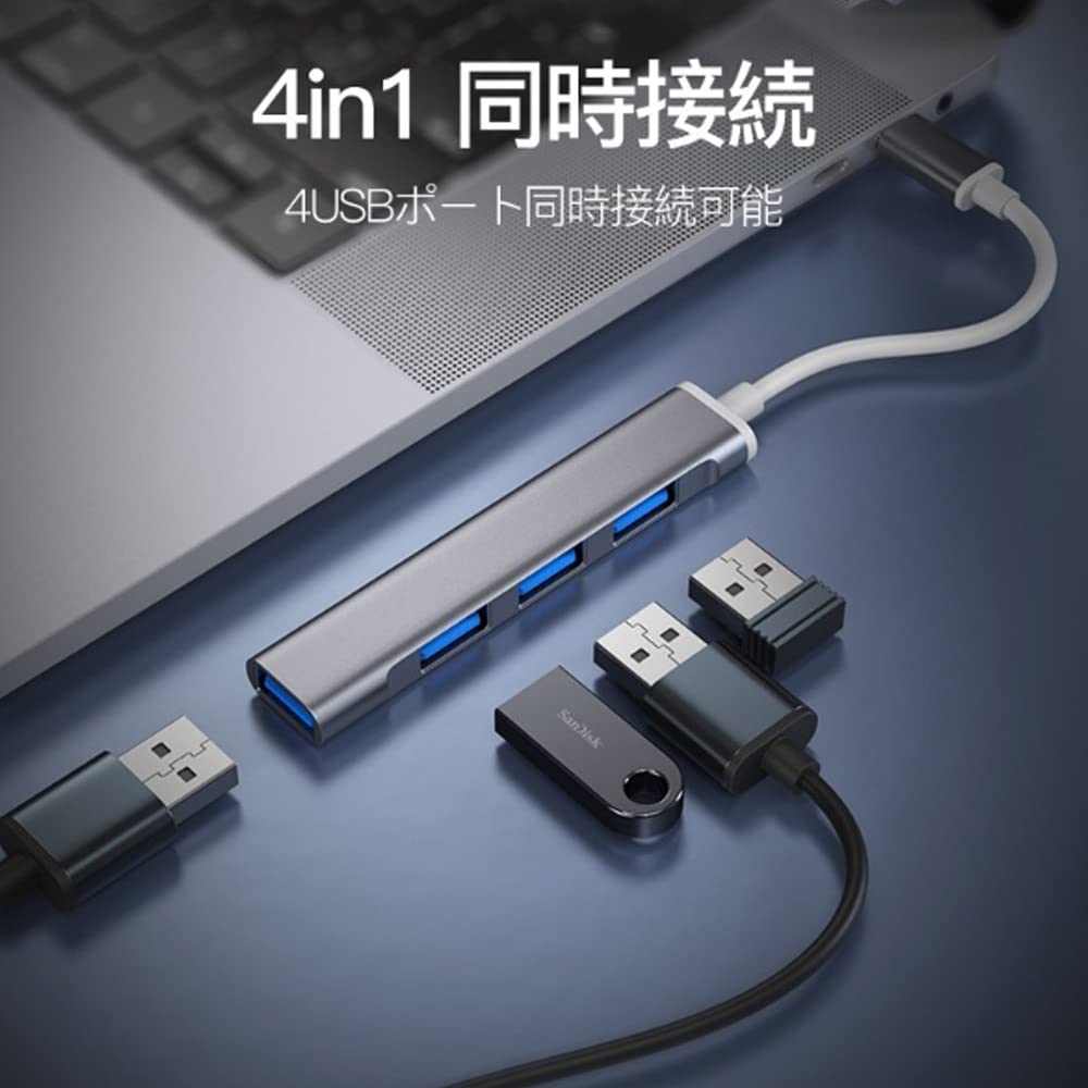 And Compact USB USB Hub for Windows and Compatible with Surface and Other Ideal for Remote Work and Ultra-slim, Lightweight, 3.0 Bus-powered 4-port