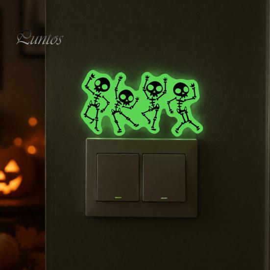 Luminous Skeleton Decals for Light Switches Halloween Switch PVC Sticker, Glow in The Dark Horror Theme Room Accessories Decal, Wall Sticker