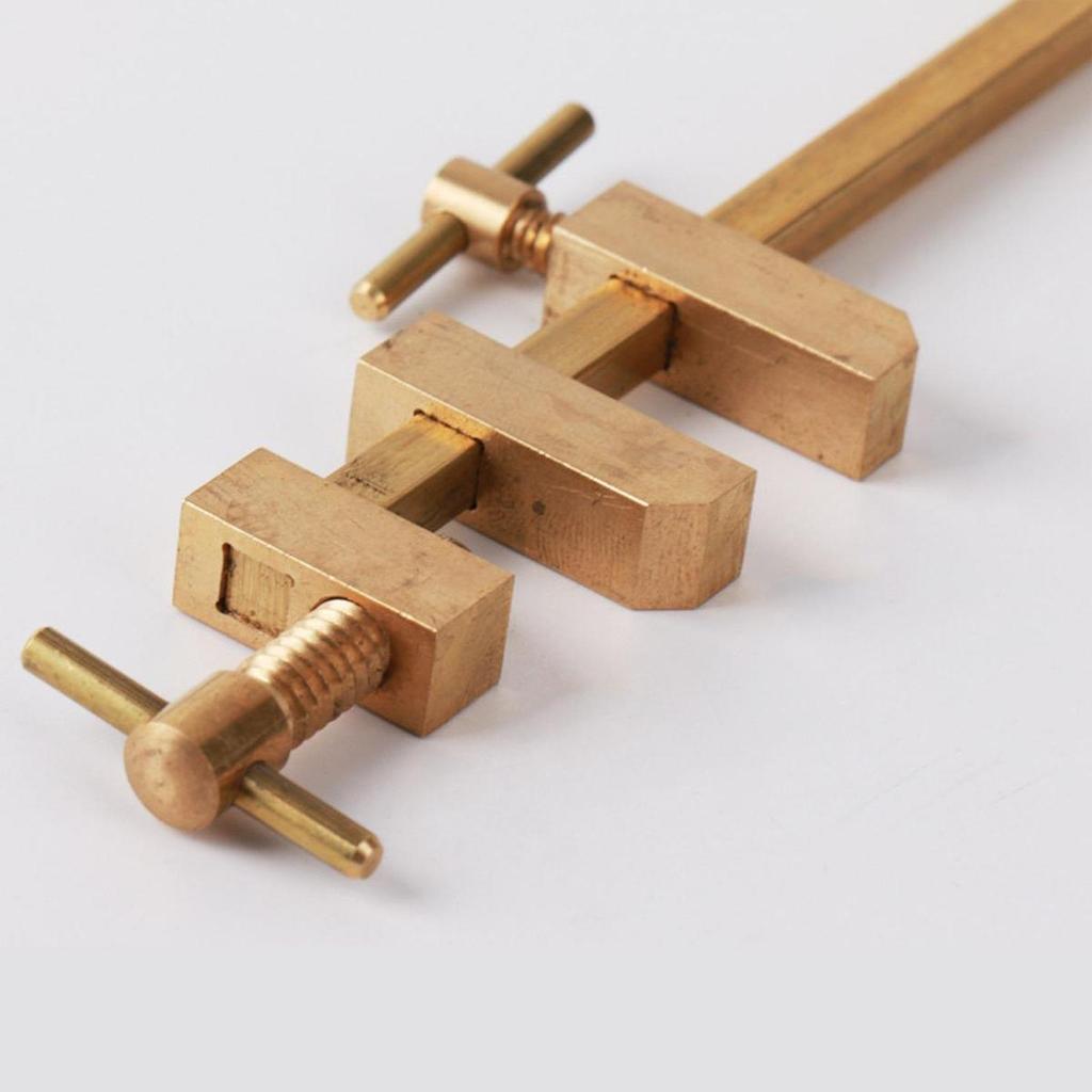 F Clamp Adjustable Jaw DIY with Knurled Tightening Screws Carpentry Miniature Quick Clip Woodworking Brass Japanese Wood Clamp