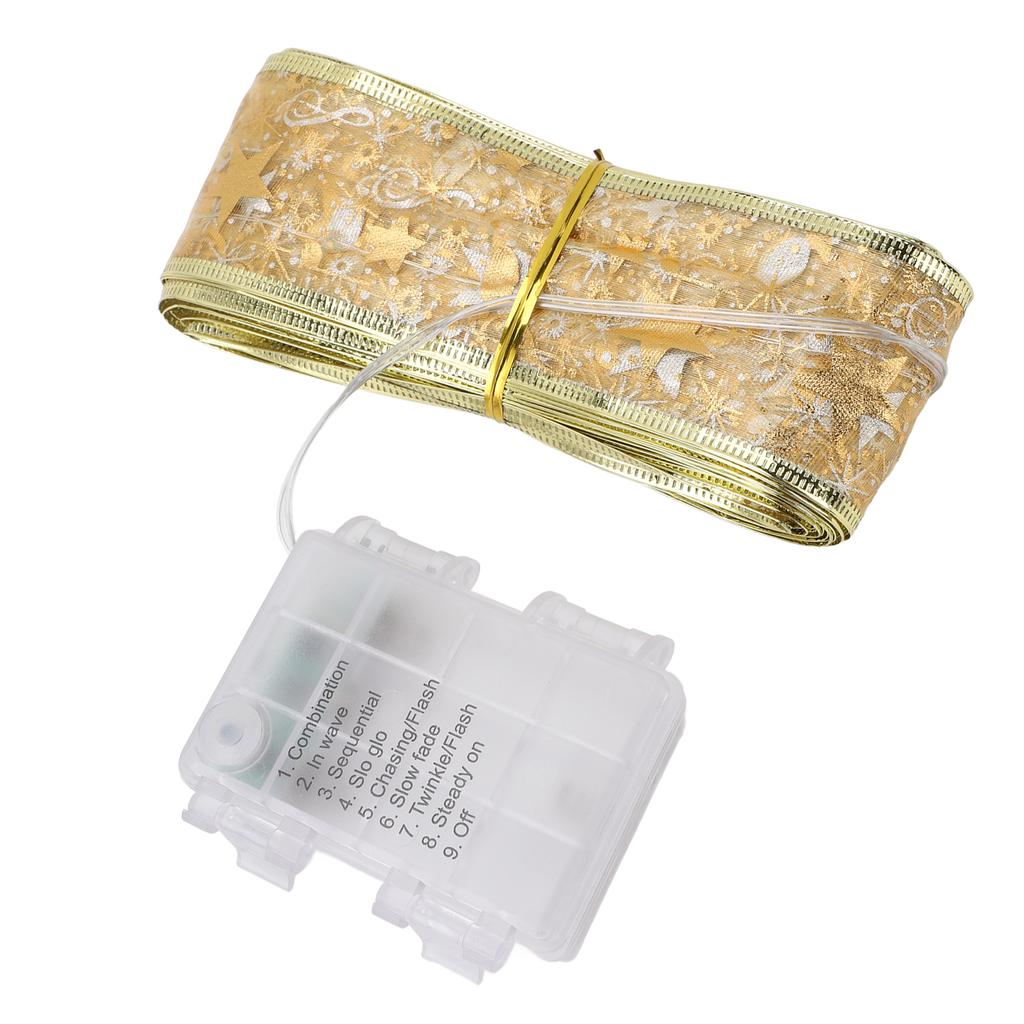 Ribbon Light 100 LEDs Battery Powered Decorative Timer Copper Wire Ribbon Bow String Lamp with Remote Control for Tent