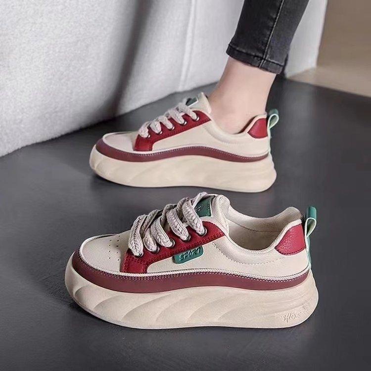 

Spring new thick-soled heightening small leather shoes women s fashion versatile breathable soft-soled white shoes casual sports board shoes women 40