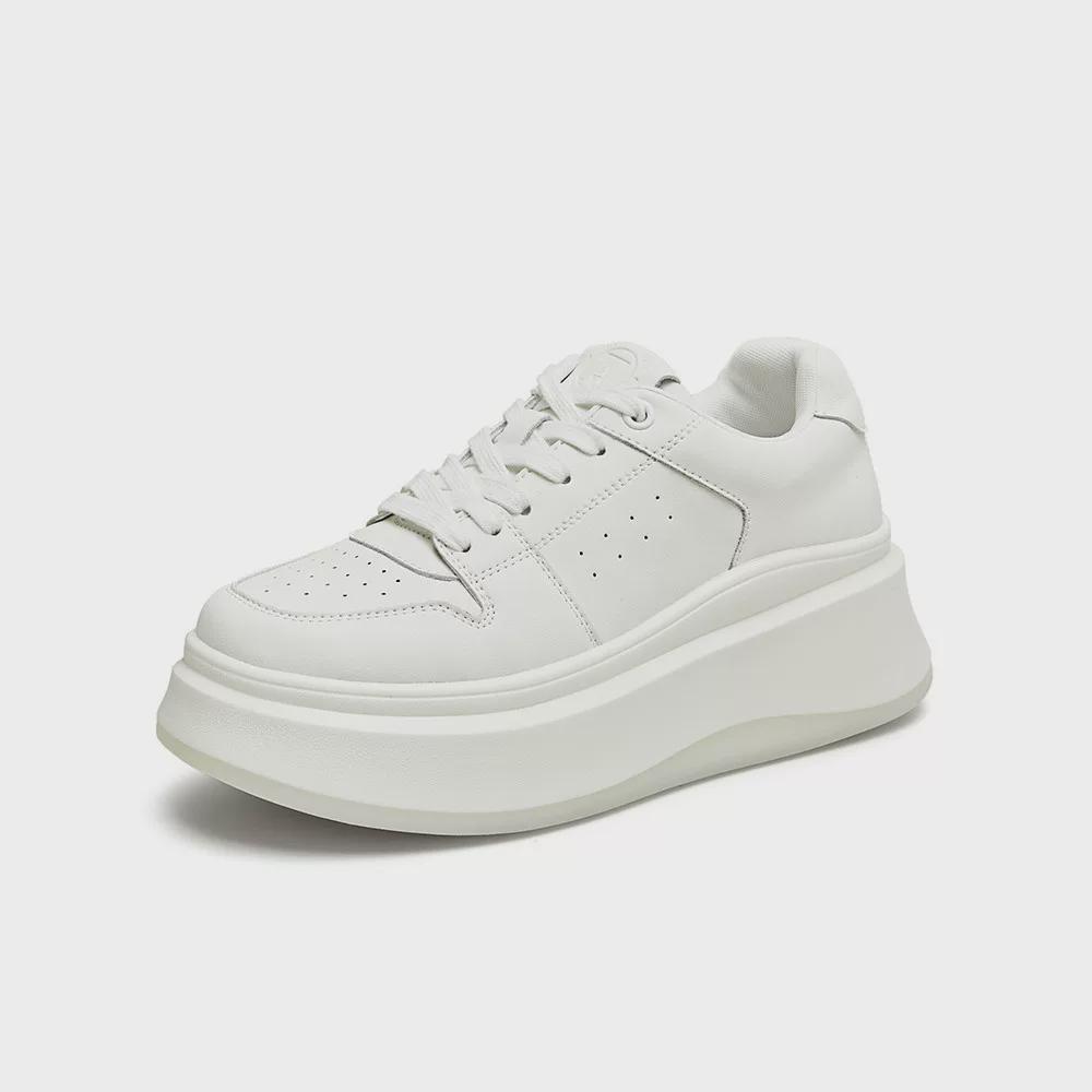 Tata Women's White Whale Sneakers, Thick Sole, Lace-Up