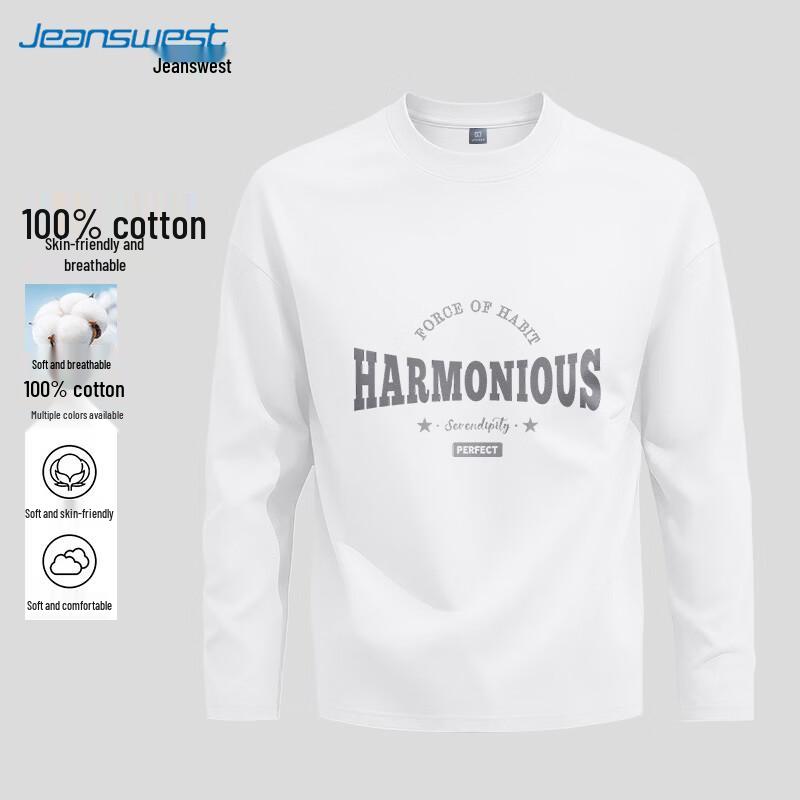Jeanswest Men's Loose Fit Long Sleeve Cotton T-Shirt